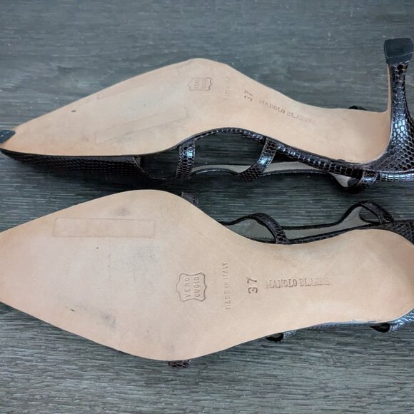 Manolo Blahnik Leather chocolate sandals 37 Made in Italy - Picture 2 of 6